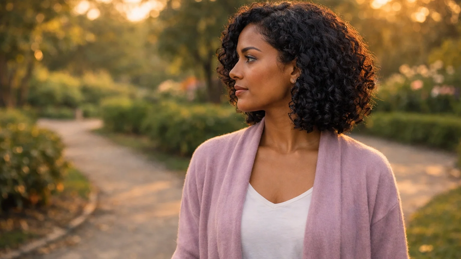 The Burnout Reset: How to Rebuild Self-Trust When Your Creative Tank is Empty | Soulfully Maria Woman rebuilding self-trust through inner listening at a crossroads