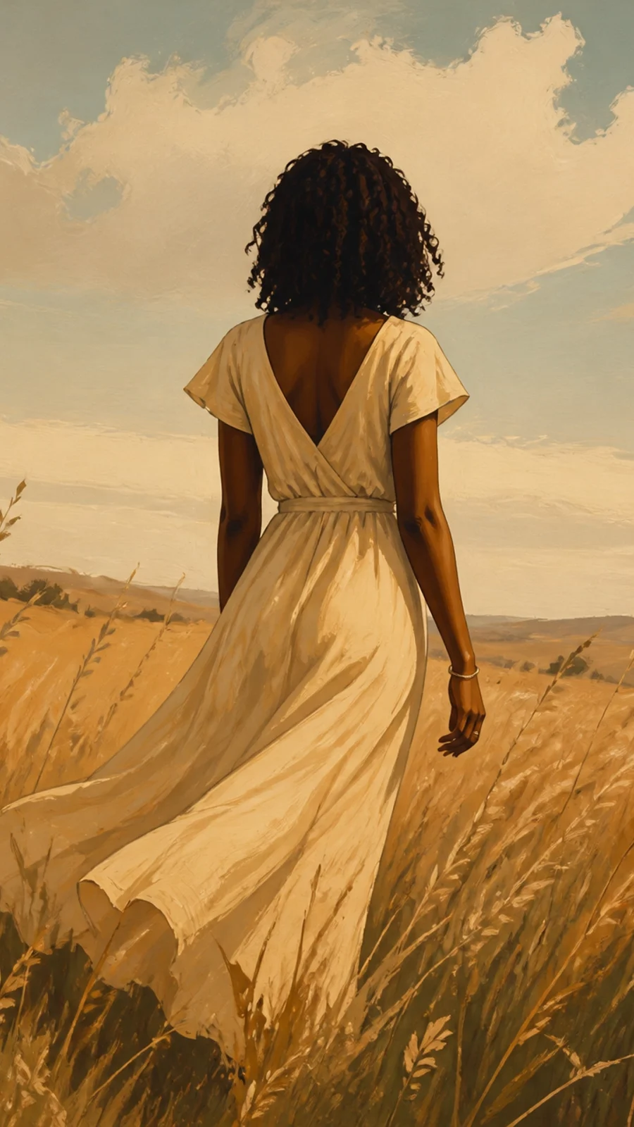 How to Overcome Creative Block | Set Boundaries | Soulfully Maria Maria seen from the back walking through a field of tall grass
