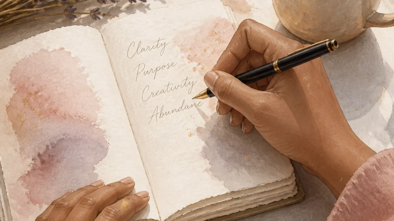 The Ultimate Guide to Self-Trust: Reconnect with Your Inner Voice | Soulfully Maria Close-up of feminine hands journaling in a peaceful, sunlit setting